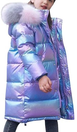 Girls' Winter Puffer Coat with Collar - Warm Snowsuit & Quilted Jacket for Kids Girls