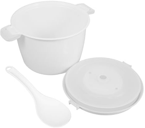 ASAKKURA Cocedor De Arroz Microondas Con Vaporera Olla De Presión Para Cocinar Recipiente De Cocina Antiadherente Para Preparar Arroz y Verduras Con Cuchara Incluida