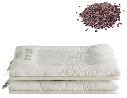 NHDVDVAV Cuscini in Grano saraceno,Fodera in 100% Cotone, Cuscini Morbidi di Alta qualità per Dormire, Cuscini rinfrescanti per Chi Dorme su Un Fianco, sulla Schiena o a Pancia in Giù,Low Pillow
