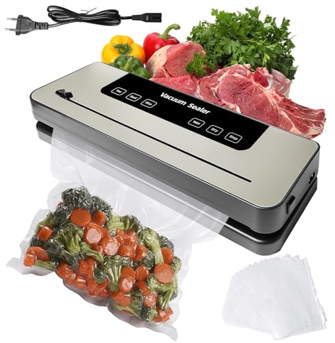 GOEDCH Machine Sous Vide Alimentaire 7 en 1: Soudeuse sous Vide Domestique avec avec 50 Sacs Réutilisables et 6 modes, Machine à vide Appareil pour Aliments Secs et Humides Viande, Légumes, Fruits