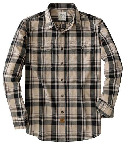 Dubinik® Camisas para Hombre de Manga Larga a Cuadros Prácticos Bolsillos Dobles Cómoda y Casual