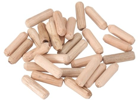 uxcell Wooden Dowel Pins 30pcs 6x20mm(0.23x0.78) Fluted Beveled Ends Wood Dowel Pegs Dried Hardwood for Woodworking Furniture Shelf