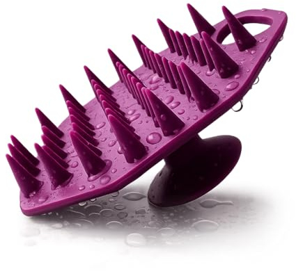 Silicone Scalp Massager and Shampoo Brush, Purple, ScrubMeScalp | Perfectly Balanced Silicone Spikes, Lifts Flakes, Oils, Product, Even Root to Tip Shampoo Coverage, For Men & Women, All Hair
