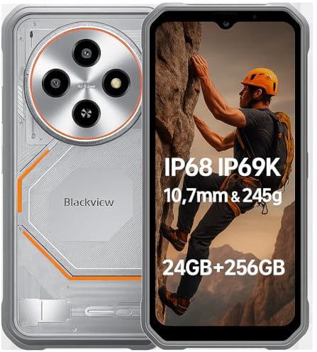 Blackview FORT 2 AI Smartphone Rugged Leggero, Editor di Foto IA, 24GB+256GB, 10,7mm Ultra-sottile, 16MP+13MP, 6,56'' HD+, Telefono Robusto IP68 Antiurto Cellulare, Android 15 DUAL SIM, GPS NFC Bianco
