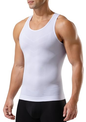Casey Kevin Camiseta Compresión Hombre Nivel 4 (10-15 mmHg) - Camiseta Reductora Hombre Transpirable - Moldeador Invisible para Deporte, Oficina y Ceremonias