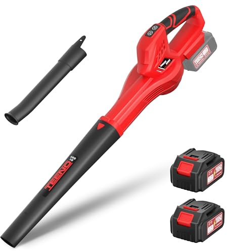 Soffiatore per Foglie TEENO Elettrico Senza Fili, Ad Alta Prestazione (210 km/h), 4Ah *2, 6 Livelli di Aria, Tubo Smontabile, Per Giardino Pro/Domestico, Compatibile con batterie Makita
