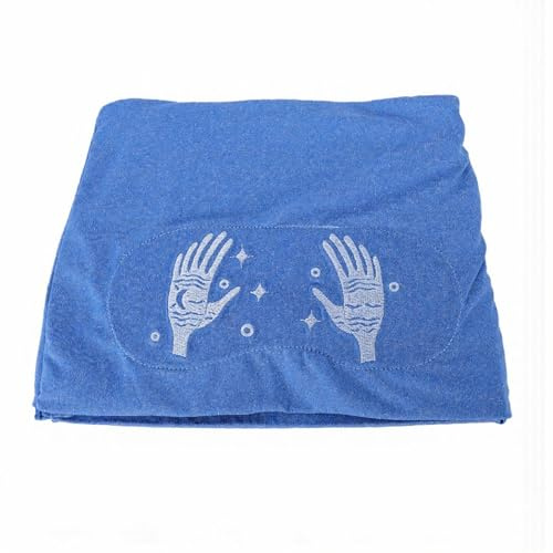 ZJchao Cuffia per la Cura della Testa, Rilassamento Morbido, Compressione a 360 Gradi, Terapia con Freddo Caldo per Alleviare la Tensione (Ricamato Blu)