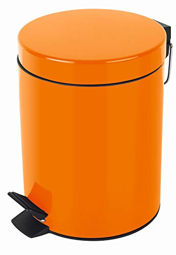 Spirella Kosmetikeimer Sydney Orange Mülleimer Treteimer Abfalleimer - 5 Liter – mit herausnehmbaren Inneneimer