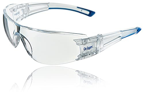 Dräger Schutzbrille X-pect 8330 | Leichte einstellbare Sicherheitsbrille | Für Baustelle, Werkstatt, Fahrrad-Fahren, Joggen | Klar, kratzfest und beschlagfrei | 1 St.