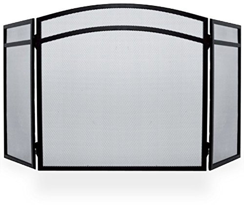 Hampton 3 Panel Fire Place Guard Fire Screen Spark Flame Guard Arched 3 Panel Folding Design, Black