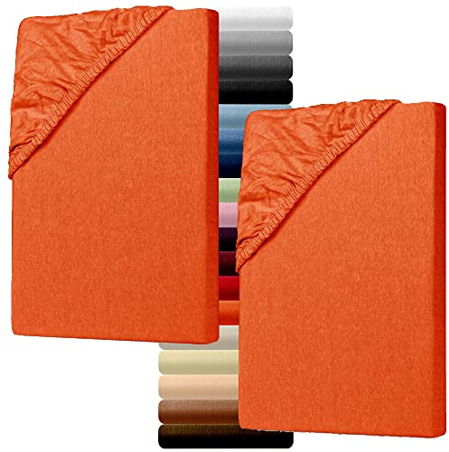 MYNE Spannbettlaken 70x140 cm 2er Pack Orange für Kinder Baby - hautfreundliches & atmungsaktives Spannbetttuch aus 100% Baumwolle mit Rundumgummi gegen Verrutschen - ÖkoTex100