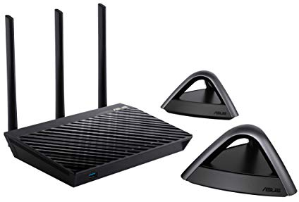 Asus Ai Mesh WLAN System Set (3in1 Router-Set (1x RT-AC66U B1 und 2x Lyra Trio Schwarz), WiFi 5 AC1750, App Steuerung, unterbrechungsfreies Roaming, AiProtection)
