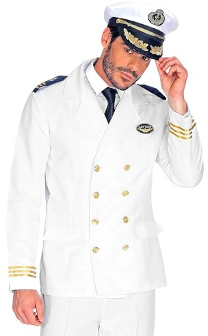 W WIDMANN MILANO Party Fashion - Kapitänsjacke Herren, weißes Jackett, Matrose Uniform, Kostüm Zubehör für Karneval