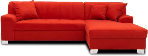 DOMO. collection Divano angolare Capri, divano a forma di L, divano ad angolo, divano ad angolo, 239 x 152 x 75 cm (larghezza x profondità x altezza), rosso
