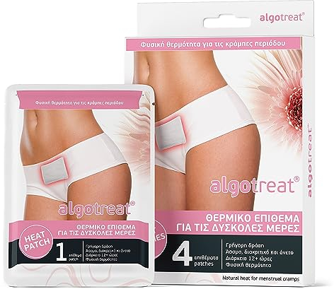 Algotreat cerotti per dolori mestruali – 4 pezzi – Cerotti termici antidolorifici confortevoli e inodori per dolori e crampi mestruali – Applicare sulla biancheria intima per le massime prestazioni