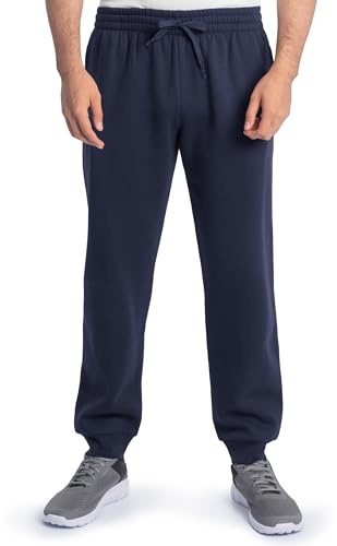 Fruit of The Loom Eversoft - Pantaloni da Allenamento in Pile, Fondo Elastico, Blu Navy, L
