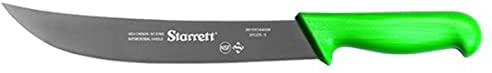Starrett Professional Stainless Steel Chefs Steak Knives - Wide Curved Profile - 10-inch (250mm) - Green Handle