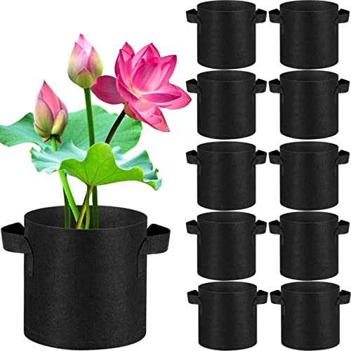 Confezione da 12 vasi per piante per laghetto, da 3,5 litri, con manici, per acqua, giardino, riutilizzabili, in tessuto, per piante acquatiche, fiori e frutti (30,5 litri)