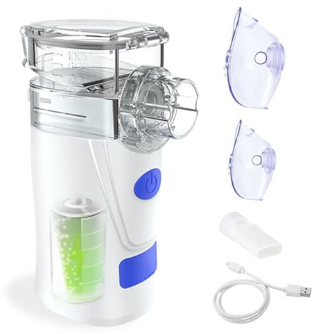 Nebulizador Portatil, Nebulizador para Bebe Niños Adultos, Silenciosa Inhaladores Eléctricos Recargable USB con Diseño Portátil (Blanco)