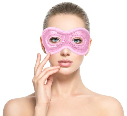 ACWOO Maschera per Occhi, Maschera Occhi Freddo Riutilizzabile, Maschera Ghiaccio Occhi a Caldo e a Freddo per Occhi Gonfi, Occhi Stanchi, Mal di Testa, Hangover, Emicrania(A-rosa)