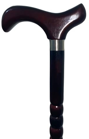 Gents Wooden Cane with Collar Walking Stick in Dark Brown Wood Stain Wooden Walking Stick Premium Cane Handle Stunning Shiny Brown Classic 92cm