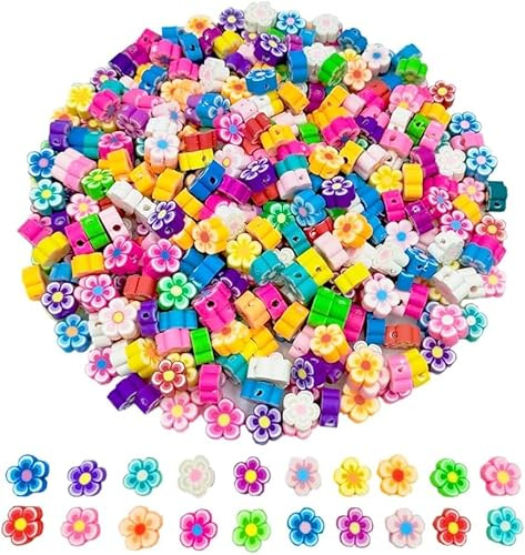 LYTIVAGEN Lot de 200 perles en argile polymère à enfiler en argile polymère pour bracelet et collier