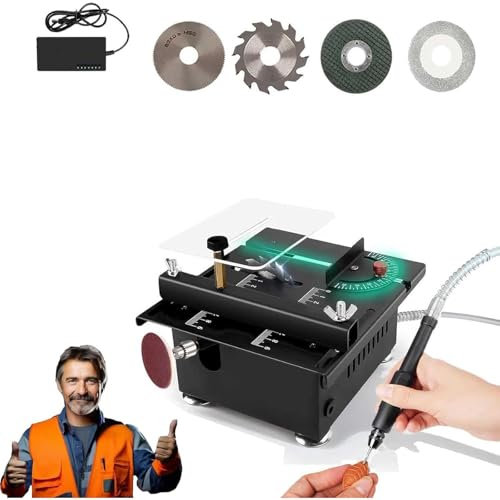 Mini scie de table multifonctionnelle 2025, nouvelle scie électrique de bureau, portable et relevable pour la coupe du bois, profondeur de coupe réglable de 16 mm, alimentation réglable à 7 vitesses
