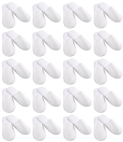 Hapivida 20 Paia Pantofole da Hotel, Pantofole da Hotel Bianche per Ospiti Hotel da 4 mm, Pantofole da Spa, Pantofole Usa e Getta Portatili Antiscivolo per La Casa, Hotel