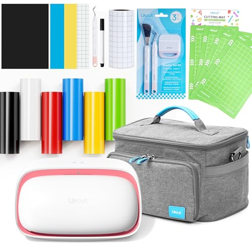 Likcut Glee S501 Plotter da Taglio con Magazzino Integrato per Vinile, Termovinile e Cartoncino, Con borsa e kit per principianti, Rosa