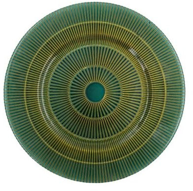 LA PORCELLANA BIANCA - Plato redondo Botanio Verde, diámetro 33 cm, cristal