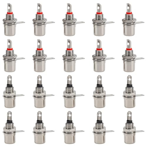KUOQIY 20 ST RCA-Uttag Panelfäste, RCA-Kontakt Hona Panelfäste, Cinch Socket Audio High-end Anslutning (10 Svarta + 10 Röda)