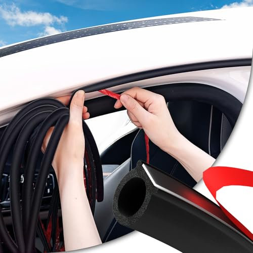 Joint Porte Voiture Caoutchouc Adhesif - Jobon Universel Bande Joint de Porte Voiture Autocollant, Isolation Phonique Joint Voiture pour Coffre, Pilier, Portes, Fenetres (19x19mm, 6.1M)