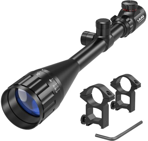 UUQ 6-24x50 AO Rifle Scope -for Hunting, Shotguns, and High-Powered, Long-Range Shooting with Rimfire, Pellets and Air Guns. Includes Illuminated Red/Green Reticle, Long Eye Relief with 20mm Mount
