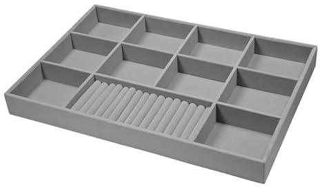 Bandeja organizadora de joyas apilable, soporte para aretes y collares, inserto de cajón de accesorios para anillo, pulsera y reloj, diseño duradero de 60 x 41,2 x 6 cm