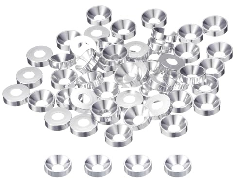 QUARKZMAN 50 Pcs Rondelles Fraisées M5 Rondelle À Tête Bombée Argenté | Pour Pièces Mécaniques Accessoires, Joints Pour Vis En Alliage D'aluminium