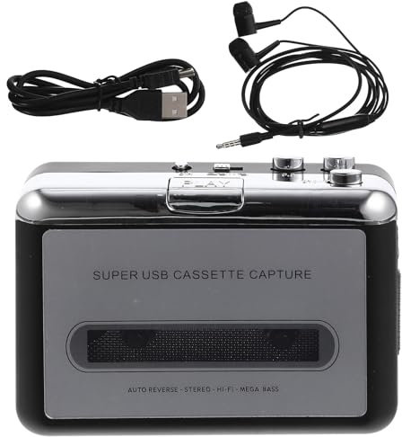 Garneck Convertidor de Cinta de Casete a Mp3 USB Portátil Reproductor de Cinta de Alta Fidelidad sin Batería Compatible PC y Software de Conversión Adecuado para Digitalizar Casetes