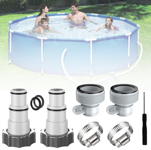 Adaptador Manguera Piscina, Adaptador de Manguera para Bomba, Adaptador para piscina, Adaptador Manguera Piscina 38 a 32, Conector de Manguera de Piscina, con rosca, 2 unidades
