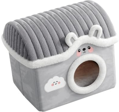 Jiuvaso Nid pour Chat Maison Caverne pour Chats Coussin Amovible Lavable Doux Confortable Convient Animaux Domestiques Intérieur Repos, Gris, M