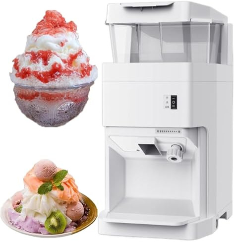 Elektrisk iskrossare, snökonmaskin i rostfritt stål, 400 kg/timmar kapacitet, justerbar finhet, perfekt för fester och evenemang, 430 W kraft