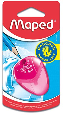 MAPED - Taille-crayon I-GLOO - Taille-crayon pour gaucher avec réservoir transparent - 1 trou - Couleur aléatoire,