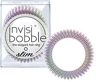 invisibobble SLIM Traceless Spiral Hair Ties - Pack of 3, Vanity Fairy - Strong Elastic Grip Coil Hair Accessories for Women - No Kink, Non Soaking - Gentle for Girls Teens and Thick Hair