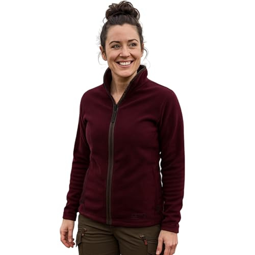 Game Technical Apparel Womens Penrith Fleece Zip Top – Ladies Warm Winter Jacket, Anti-Pill 300gsm, Country Style Zip Neck Cardigan with Pockets Maroon