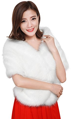 JINTN Braut Kunstpelz Schal Flauschig Hochzeit Damen Schal Brautschal Brautjacke Cape Kragen Warm Brautzusatz