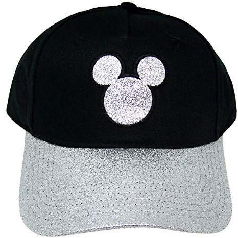 Disney Silver Tone Glitter Mickey Mouse Baseball Cap