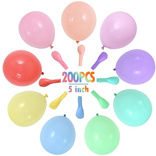 200 Stücke Luftballon Bunt 5 Zoll Latex Bunte Ballons 13cm Mini Pastell Helium Luftballon für Geburtstag Baby Dusche Party Dekorationen Hochzeit Valentinstag Lieferungen