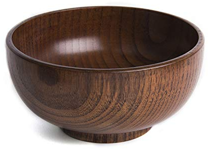 Japanische Reisschale Suppenschale Aus Holz, Hölz Salatschüssel Salat- Und Obstschale Für Reis, Suppen, Desserts, Runden Servierschüssel Tellerplatte Zum Aufbewahren Von Obstnudeln Snack (15.8cm)