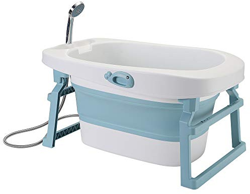 YIZHE 3 in 1 Vaschetta Bagnetto, Vasca Bagno Neonato per 0-8 Anni, Vasca da Bagno con Seggiolino da Bagno e Tappo di Scarico, Vasca da Neonato Pieghevole