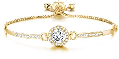 Philip Jones 18k Gold Plated Halo Friendship Slider Bracelet Created with Zircondia® Crystals