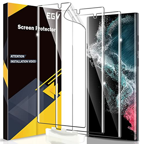 EGV 3 Pièces Compatible avec Galaxy S22 Ultra Film Protection Écran 5G, TPU Galaxy S22 Ultra Film Protection Écran, Pas de bulles, Facile à Installer (Samsung Galaxy S22 Ultra 6.8 pouce)