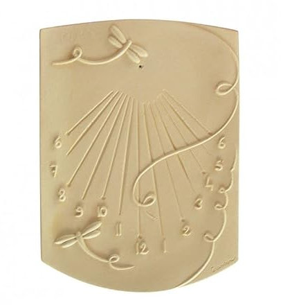 QEM Cadran Solaire Motif Libellule Pierre Naturelle 35cmx50cm